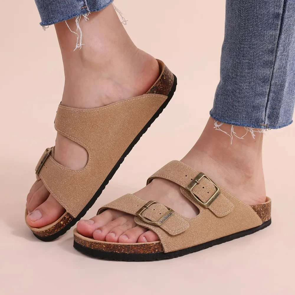 Alternative view of Crestar Cork Footbed Arizona Sandals For Women Men New Classic Solid Color Fashion Slippers With Arch Support Slip-on Suede Shoe