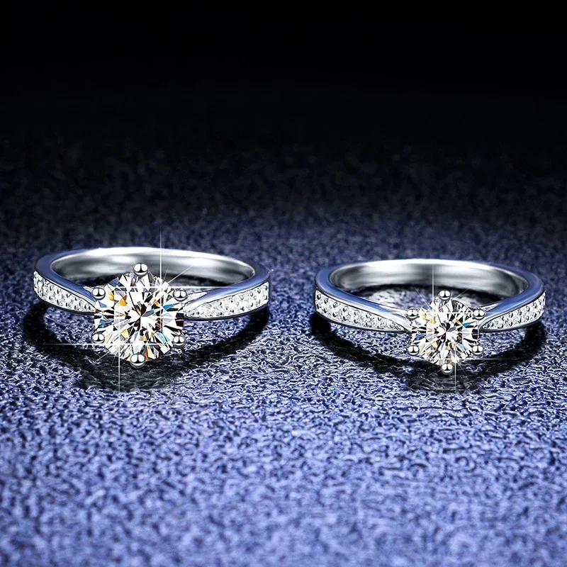 Alternative view of PT950 Platinum Eternity Rings Real 0.5CT 1CT Moissanite Ring for Women Top D Color VVS1 Diamond Engagement Wedding Band