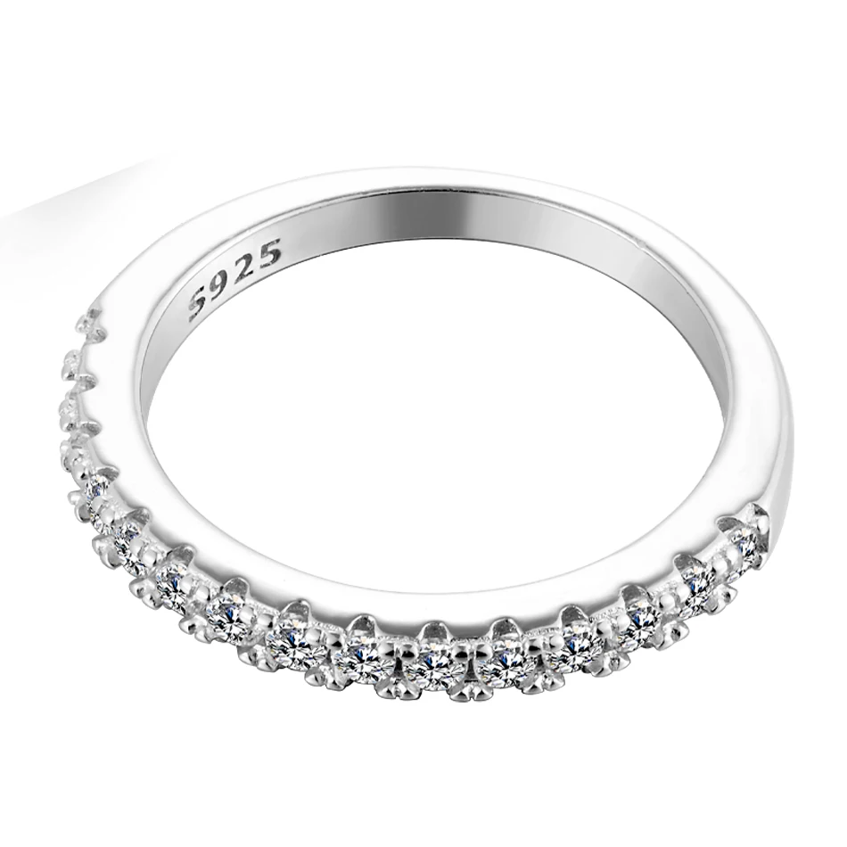 URMYLADY 925 Sterling Silver White Gold Round Excellent Cut Moissanite Ring for Girls Cocktail Jewelry