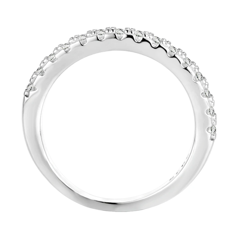 URMYLADY 925 Sterling Silver White Gold Round Excellent Cut Moissanite Ring for Girls Cocktail Jewelry