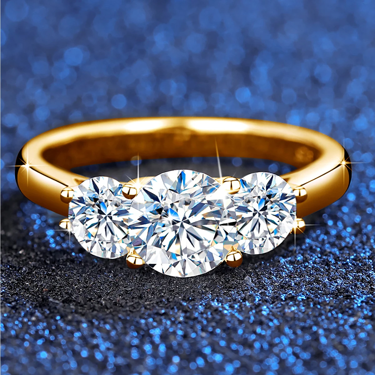 Yellow Gold Moissanite Rings for Women Total Is 2ct D Color VVS1Eternity Engagement Jewelry With Certificate Original Trend Gift Yellow Gold Moissanite Rings for Women Total Is 2ct D Color VVS1Eternity Engagement Jewelry With Certificate Original Trend Gift