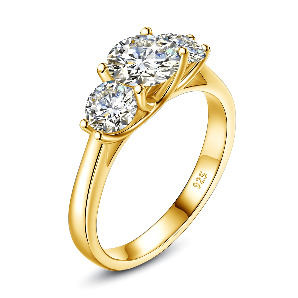 Alternative view of Yellow Gold Moissanite Rings for Women Total Is 2ct D Color VVS1Eternity Engagement Jewelry With Certificate Original Trend Gift