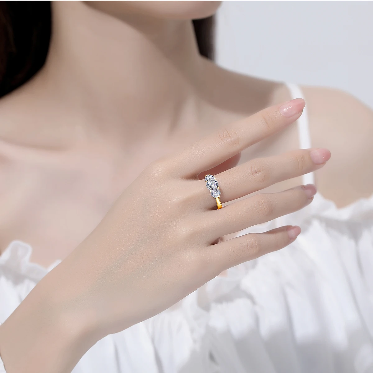 Yellow Gold Moissanite Rings for Women Total Is 2ct D Color VVS1Eternity Engagement Jewelry With Certificate Original Trend Gift - Image 4