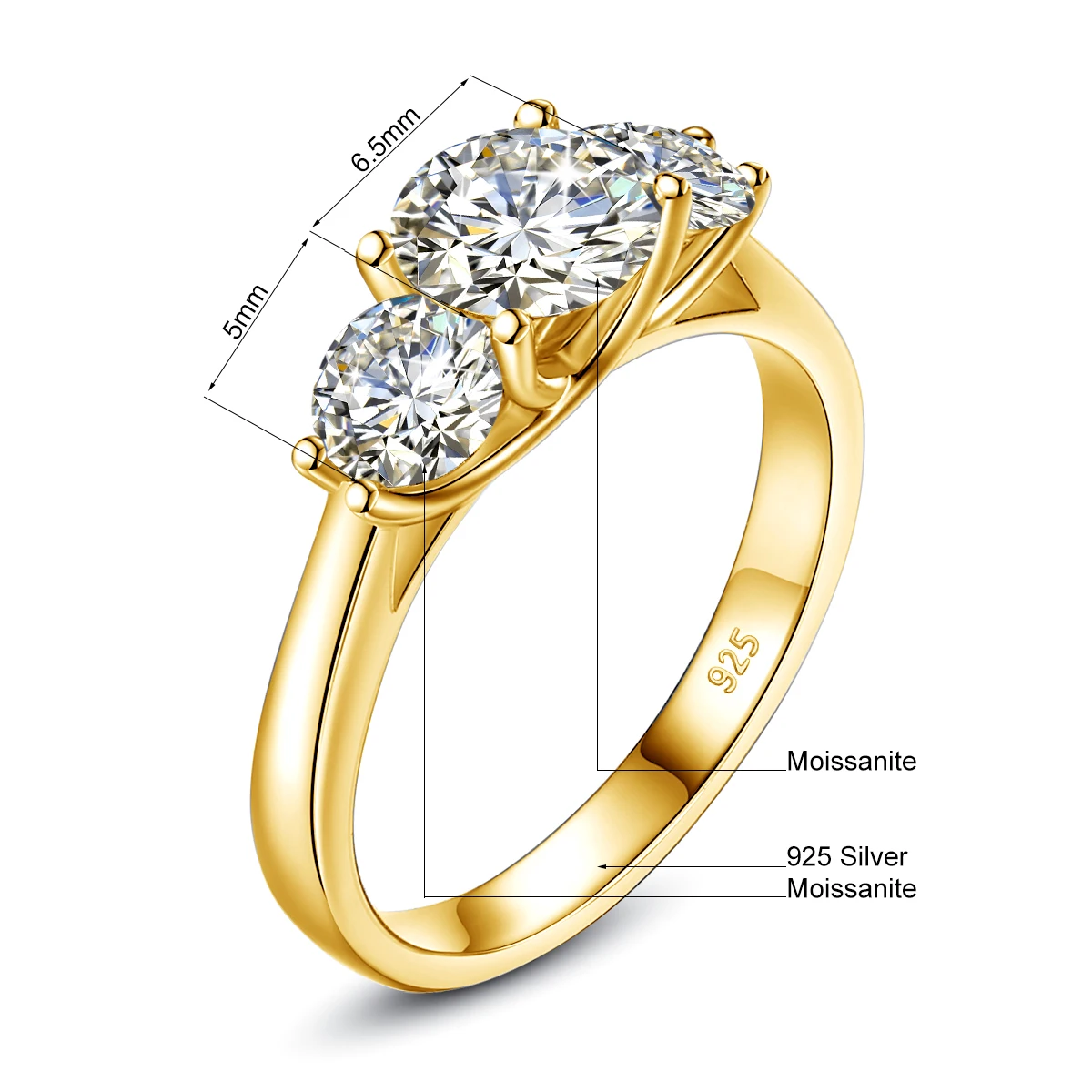 Yellow Gold Moissanite Rings for Women Total Is 2ct D Color VVS1Eternity Engagement Jewelry With Certificate Original Trend Gift Yellow Gold Moissanite Rings for Women Total Is 2ct D Color VVS1Eternity Engagement Jewelry With Certificate Original Trend Gift