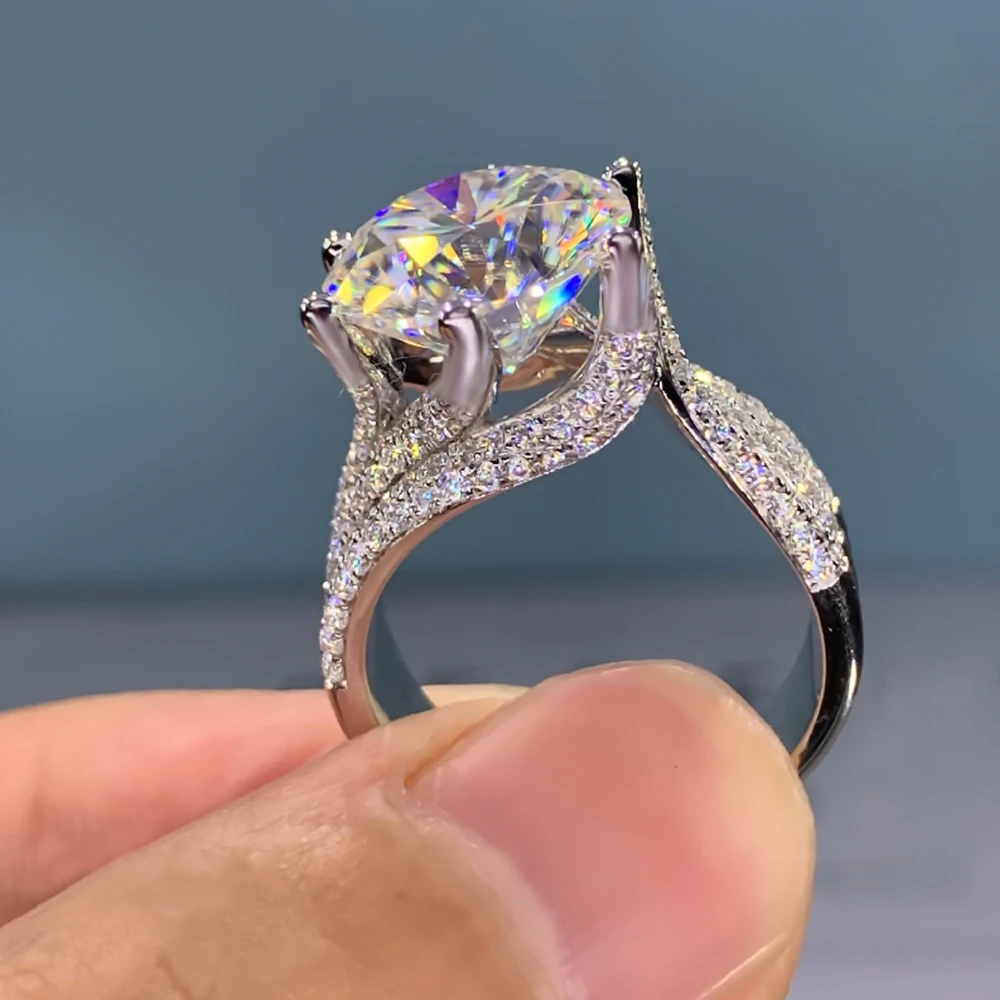 Alternative view of Huitan 10MM Cubic Zirconia Wedding Bands Ring for Women Luxury Crystal CZ Ring Engagement Accessories New Arrival Trendy Jewelry