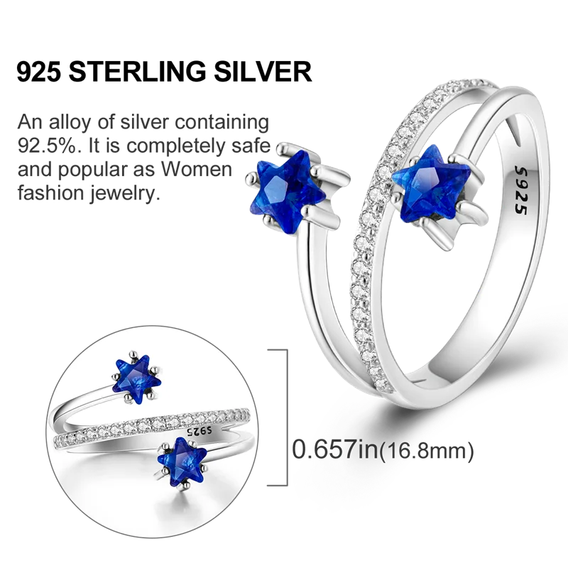 New Rings For Women 100% 925 Sterling Silver Star Moon Colorful Zircon Rings Fine Wedding Engagement Birthday Jewelry Gifts