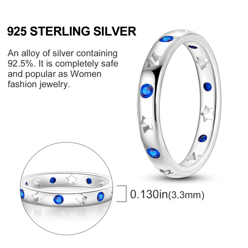New Rings For Women 100% 925 Sterling Silver Star Moon Colorful Zircon Rings Fine Wedding Engagement Birthday Jewelry Gifts