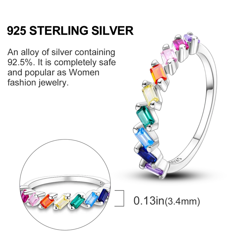 New Rings For Women 100% 925 Sterling Silver Star Moon Colorful Zircon Rings Fine Wedding Engagement Birthday Jewelry Gifts