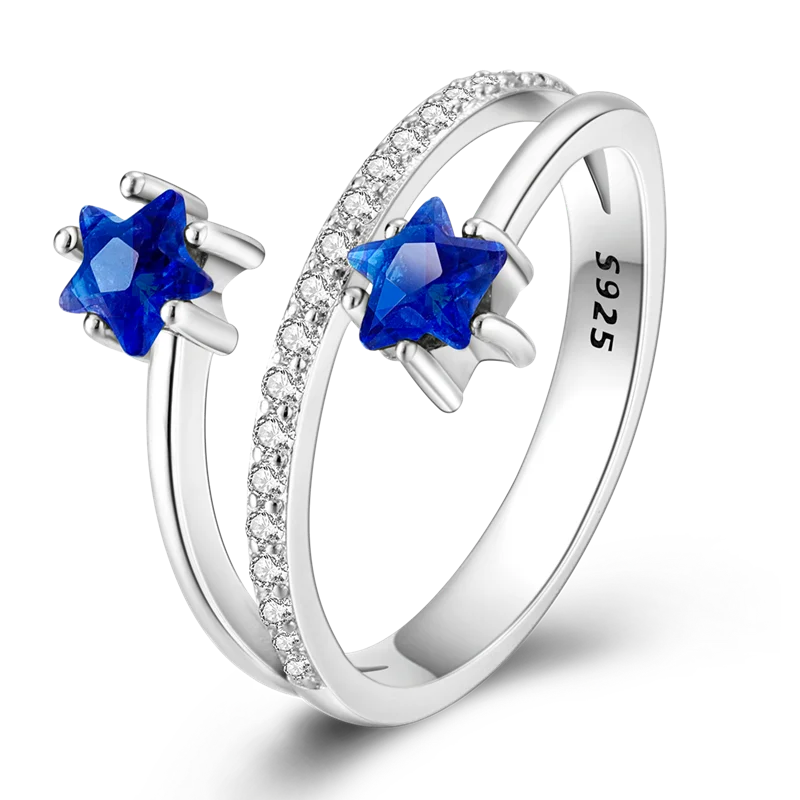 New Rings For Women 100% 925 Sterling Silver Star Moon Colorful Zircon Rings Fine Wedding Engagement Birthday Jewelry Gifts