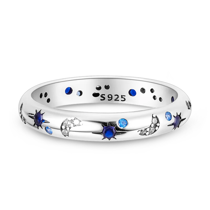 New Rings For Women 100% 925 Sterling Silver Star Moon Colorful Zircon Rings Fine Wedding Engagement Birthday Jewelry Gifts