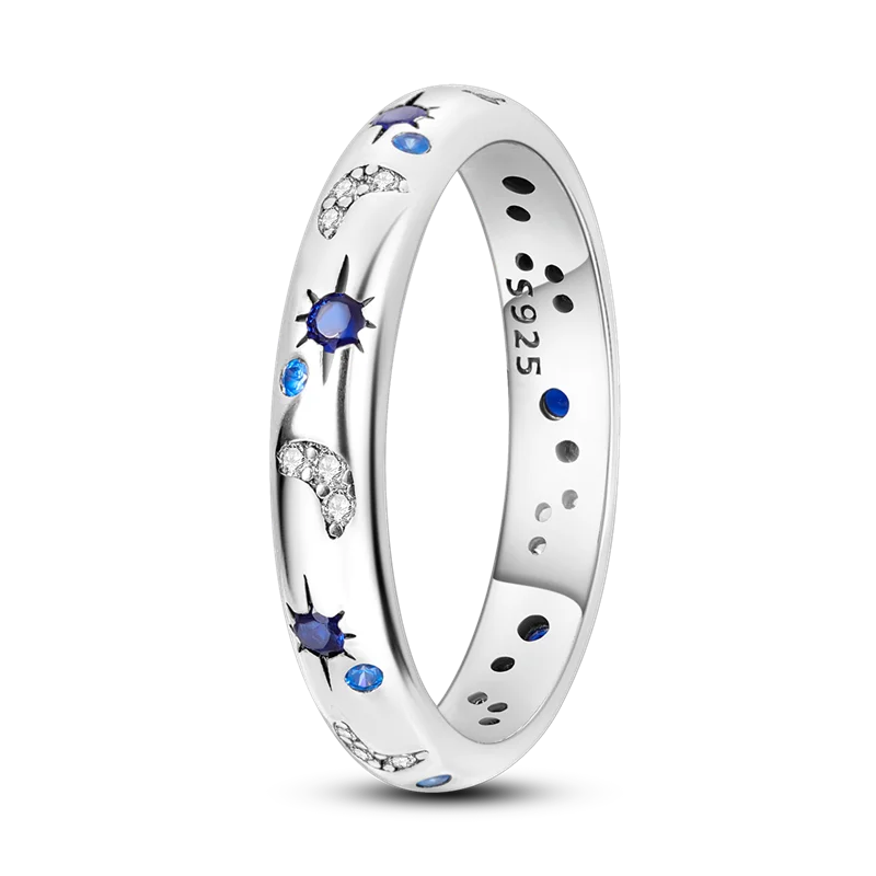 New Rings For Women 100% 925 Sterling Silver Star Moon Colorful Zircon Rings Fine Wedding Engagement Birthday Jewelry Gifts