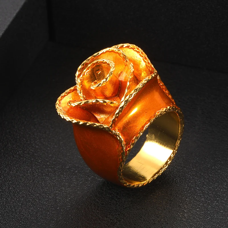 Alternative view of Janekelly  Luxury Bold Big Flower Rings for Women Bridal Cubic Zircon Dubai Accessories Finger Ring Beach Jewelry