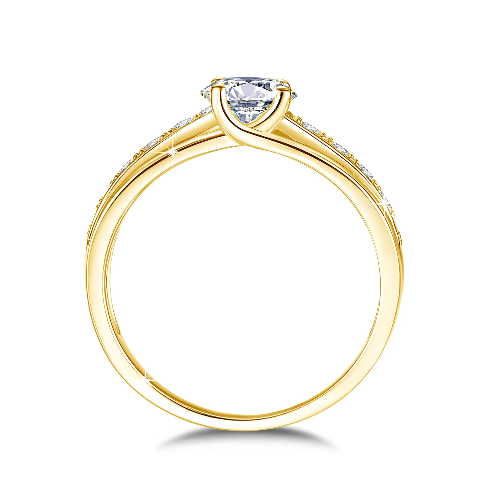 Alternative view of Initial 1 Carat Moissanite Ring For Women Solid 925 Silver Rhodium Plated Luxury Wedding Jewelry With Certificate Gift Female DD