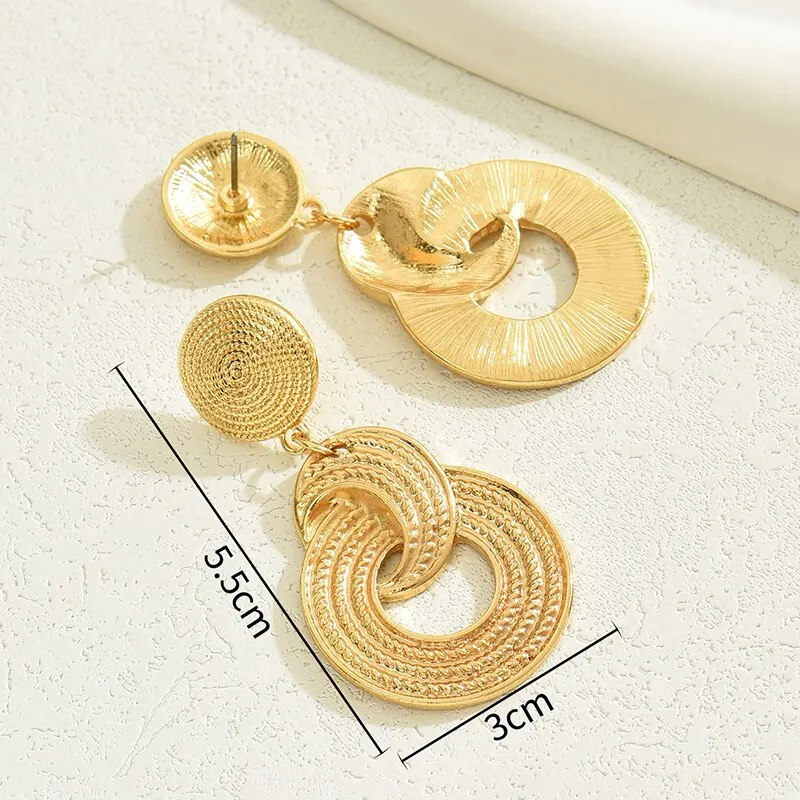 Alternative view of Geometric Gold Color Earrings Fancy Drop Simple New Design Large Punk Jewelry Trendy Fashion Accessories Giifts Party For Women