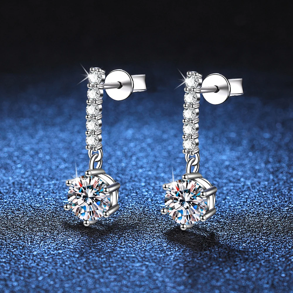 Alternative view of KNOBSPIN 1ct D Color Moissanite Earrings for Women Sparkling Diamond Fine Jewelry with GRA 925 Sterling Sliver Plated 18k Earrin