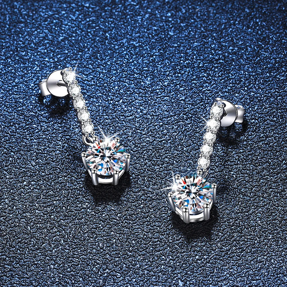 KNOBSPIN 1ct D Color Moissanite Earrings for Women Sparkling Diamond Fine Jewelry with GRA 925 Sterling Sliver Plated 18k Earrin