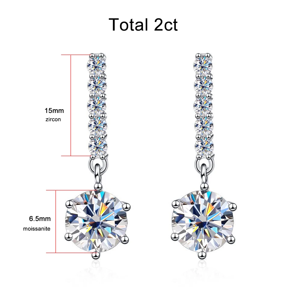 KNOBSPIN 1ct D Color Moissanite Earrings for Women Sparkling Diamond Fine Jewelry with GRA 925 Sterling Sliver Plated 18k Earrin