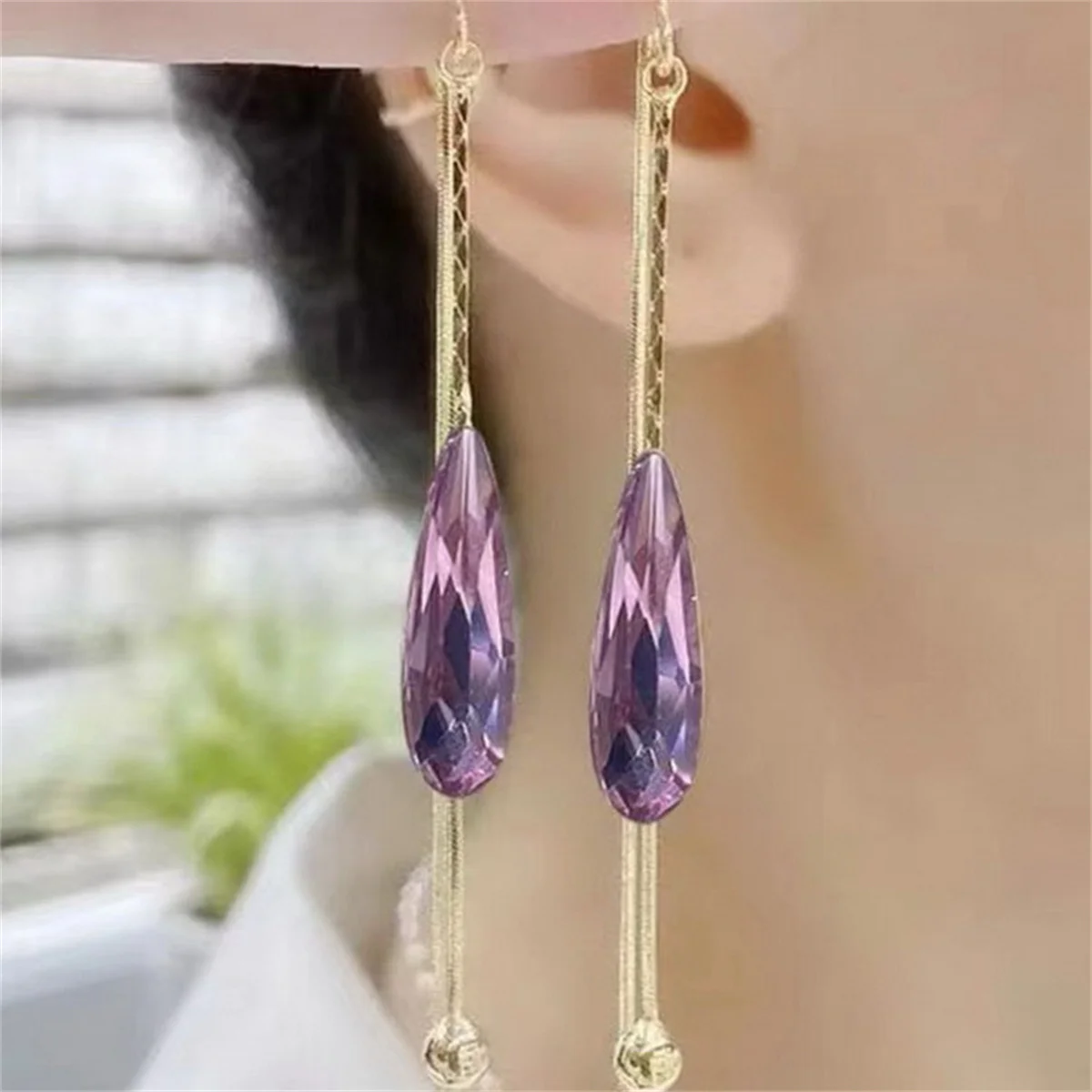 Alternative view of Trendy Zircon Waterdrop Shaped Drop Earrings For Women Girls Luxury Crystal Teardrop Dangle Earring Bridal Wedding Party Jewelry