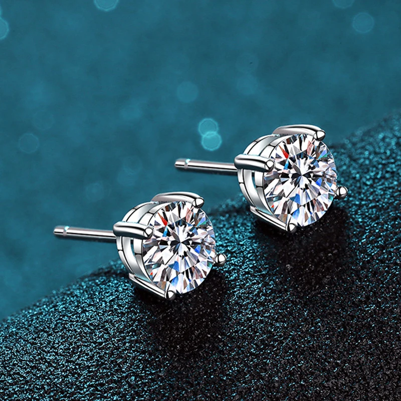 KNOBSPIN 2.0ct Moissanite Earrings for Women Lab Grown Diamond Ear Studs 925 Sterling Silver Fine Jewelry Gift KNOBSPIN 2.0ct Moissanite Earrings for Women Lab Grown Diamond Ear Studs 925 Sterling Silver Fine Jewelry Gift