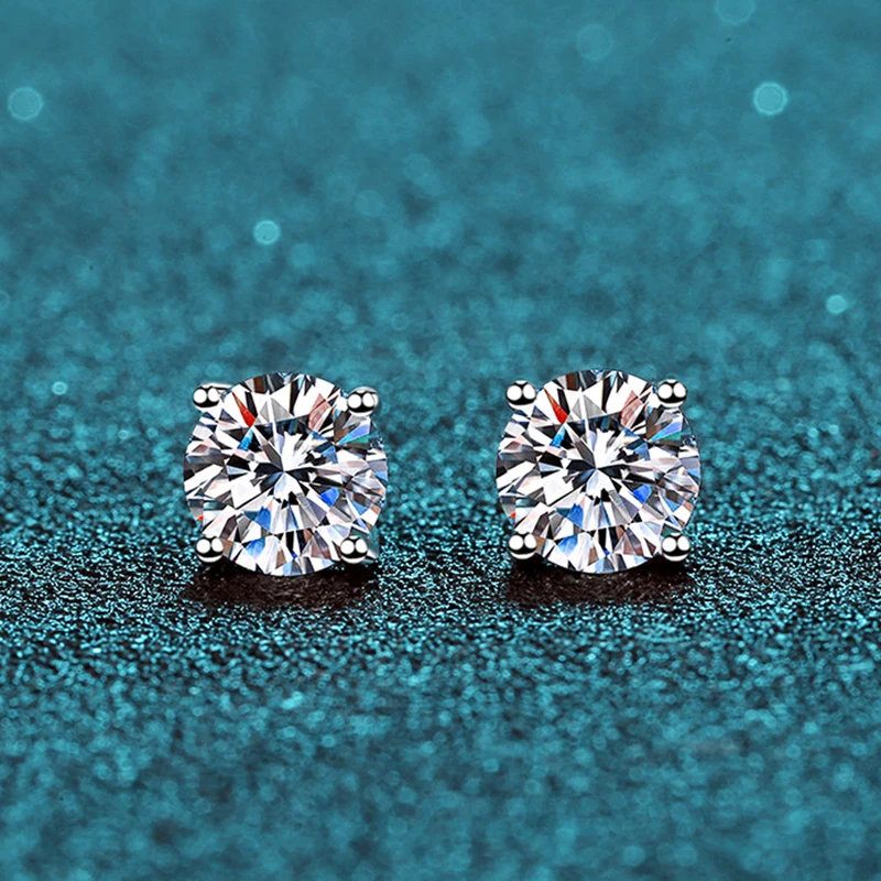 Alternative view of KNOBSPIN 2.0ct Moissanite Earrings for Women Lab Grown Diamond Ear Studs 925 Sterling Silver Fine Jewelry Gift