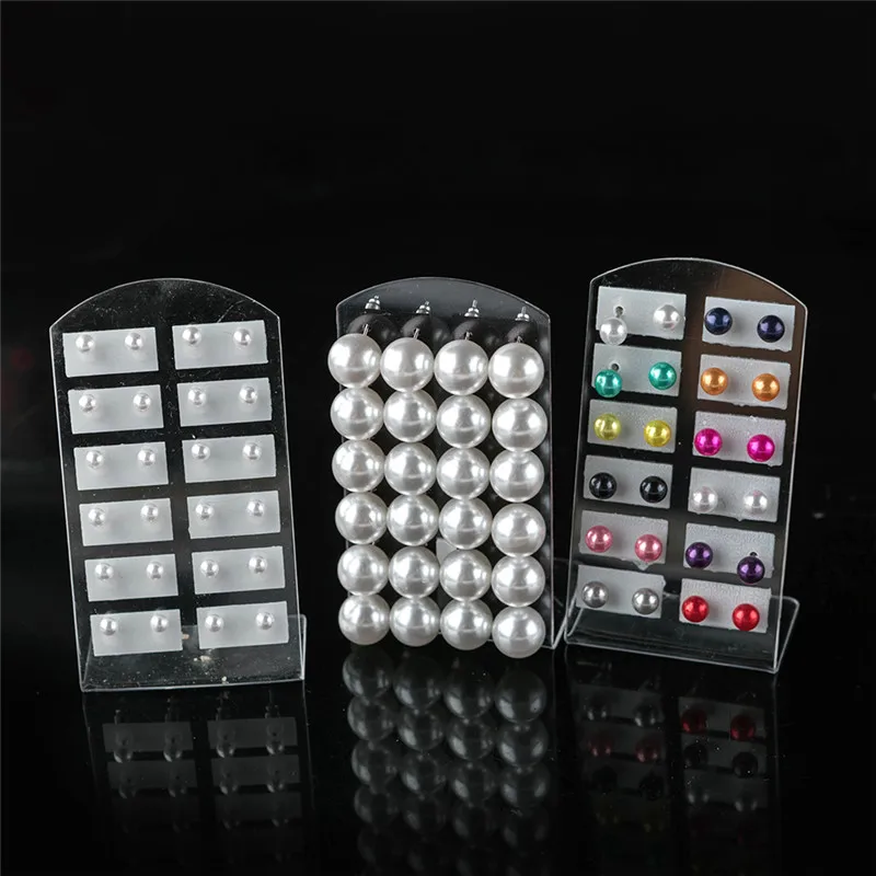 Alternative view of 12Pairs Colorful White Imitation Pearl Stud Earrings For Women Ear Jewelry Round Ball Earring 4 6 8 10 12mm
