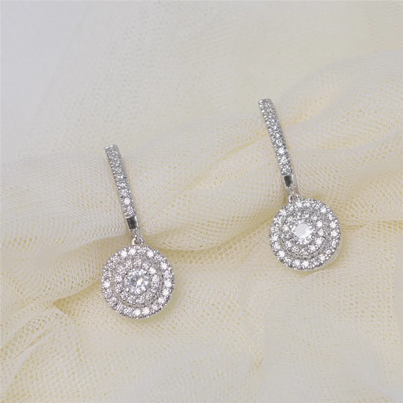 Alternative view of Huitan New Wedding Trend Eternity Earrings for Women Full Bling Cubic Zirconia Simple Elegant Lady's Accessories Classic Jewelry