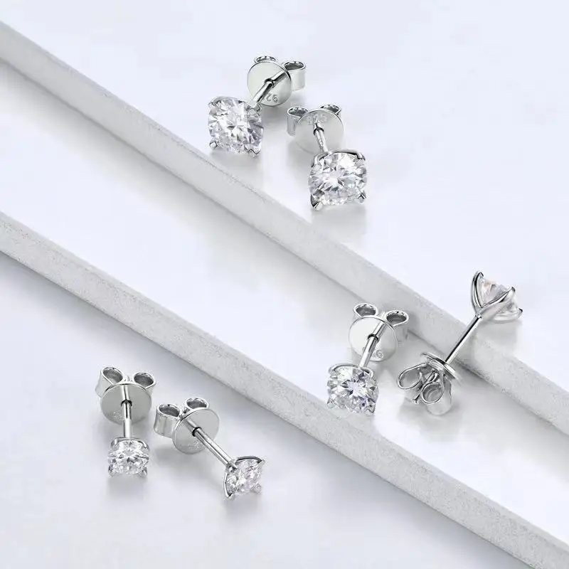 COSFIX Moissanite Stud Earrings For Women 0.2-5ct D Color Moissanite Earrings Fashion Round Women Moissanite Stud Earring 2024 COSFIX Moissanite Stud Earrings For Women 0.2-5ct D Color Moissanite Earrings Fashion Round Women Moissanite Stud Earring 2024