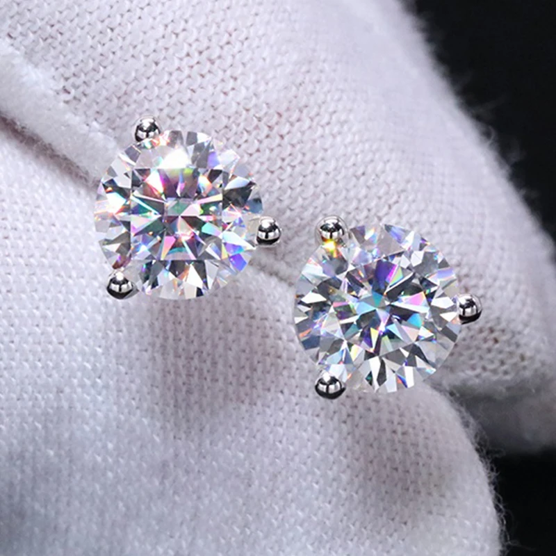 COSFIX Moissanite Stud Earrings For Women 0.2-5ct D Color Moissanite Earrings Fashion Round Women Moissanite Stud Earring 2024 COSFIX Moissanite Stud Earrings For Women 0.2-5ct D Color Moissanite Earrings Fashion Round Women Moissanite Stud Earring 2024