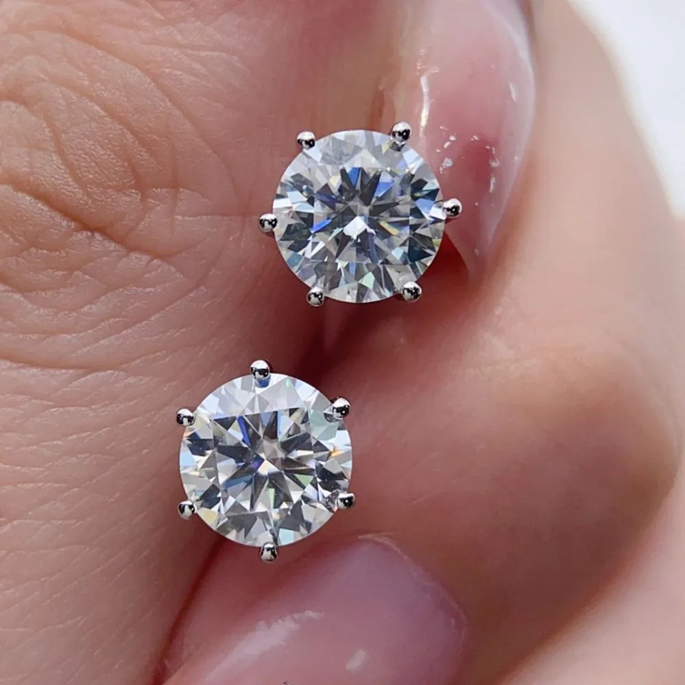COSFIX Moissanite Stud Earrings For Women 0.2-5ct D Color Moissanite Earrings Fashion Round Women Moissanite Stud Earring 2024 COSFIX Moissanite Stud Earrings For Women 0.2-5ct D Color Moissanite Earrings Fashion Round Women Moissanite Stud Earring 2024