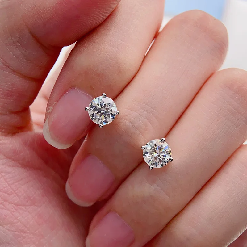 COSFIX Moissanite Stud Earrings For Women 0.2-5ct D Color Moissanite Earrings Fashion Round Women Moissanite Stud Earring 2024 COSFIX Moissanite Stud Earrings For Women 0.2-5ct D Color Moissanite Earrings Fashion Round Women Moissanite Stud Earring 2024
