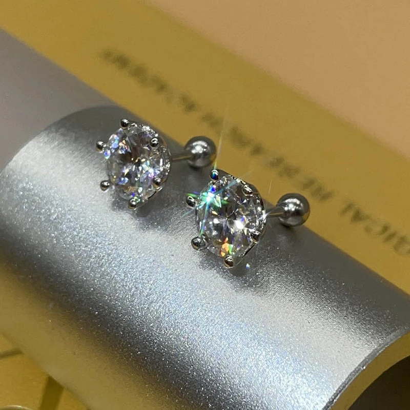 COSFIX Moissanite Stud Earrings For Women 0.2-5ct D Color Moissanite Earrings Fashion Round Women Moissanite Stud Earring 2024 COSFIX Moissanite Stud Earrings For Women 0.2-5ct D Color Moissanite Earrings Fashion Round Women Moissanite Stud Earring 2024