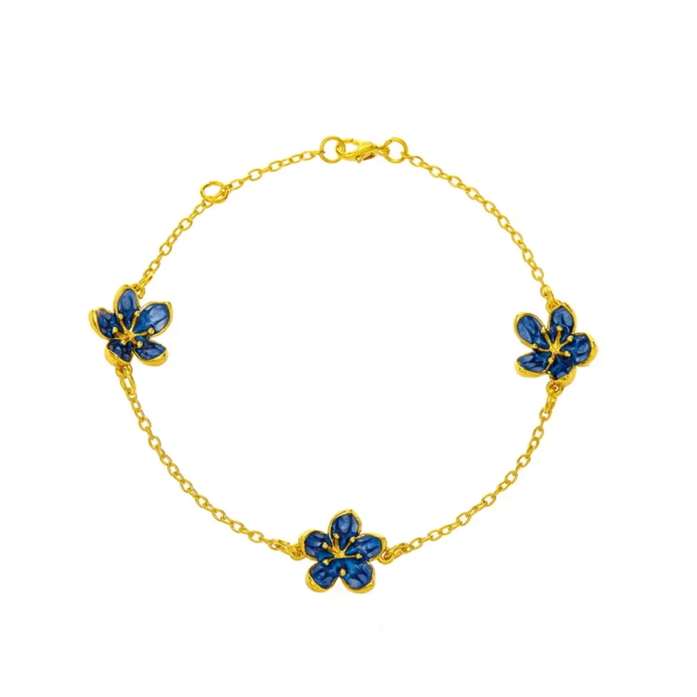 Light Luxury Simple Women's Blue Flower Bracelet Charm Valentine's Day Gift Street Niche Party Pop Fashion Bracelet Accessories
