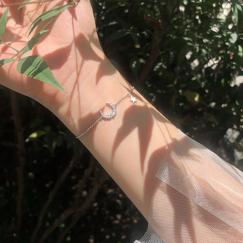Alternative view of Korean Exquisite Star Moon Pendant Bracelet For Women Trendy Luxury Zircon Charm Bracelets Girls Party Wedding Jewelry Gifts