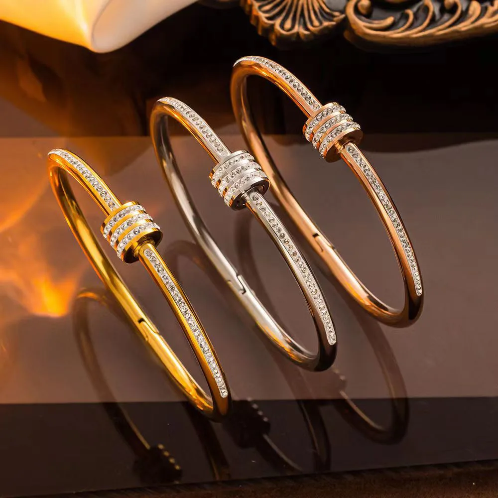 Alternative view of Stainless Steel Gold Plated Luxury Handmade Crystal Accessory Women Wrap Bangle Bracelet Jewelry Non Tarnished
