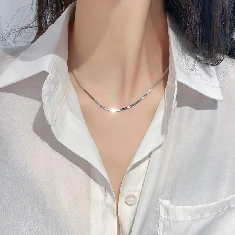 Alternative view of 925 Sterling Silver fine 2.5MM Blade Chain Necklace for Women Men Luxury wedding party Jewelry  Holiday gifts