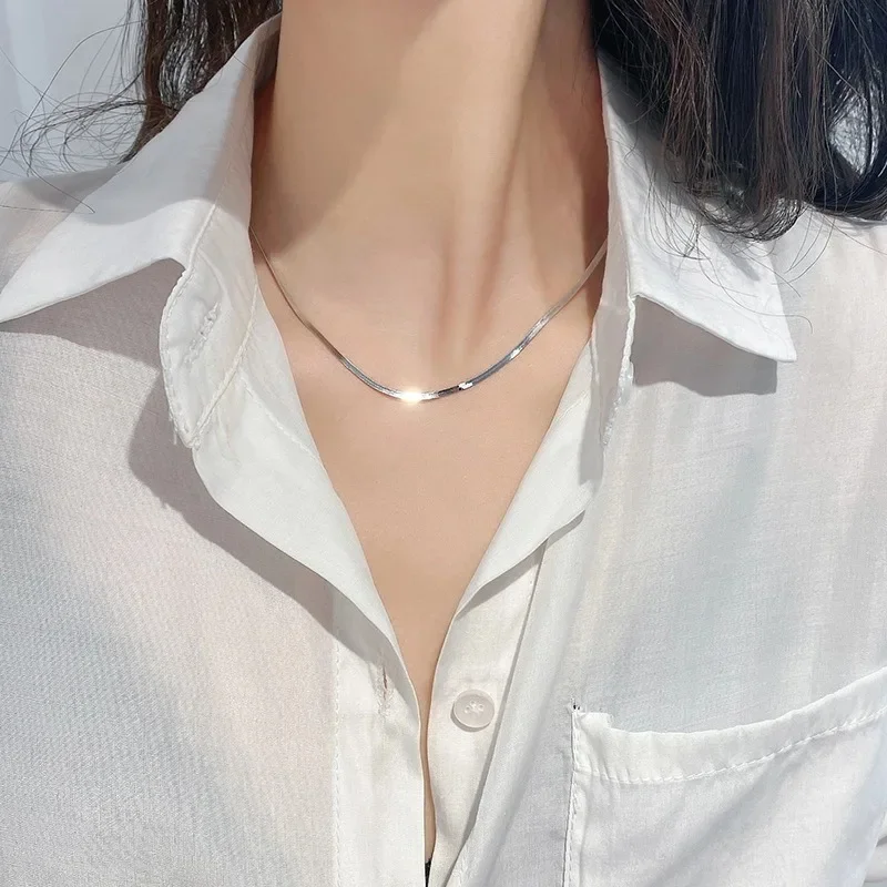 925 Sterling Silver fine 2.5MM Blade Chain Necklace for Women Men Luxury wedding party Jewelry  Holiday gifts