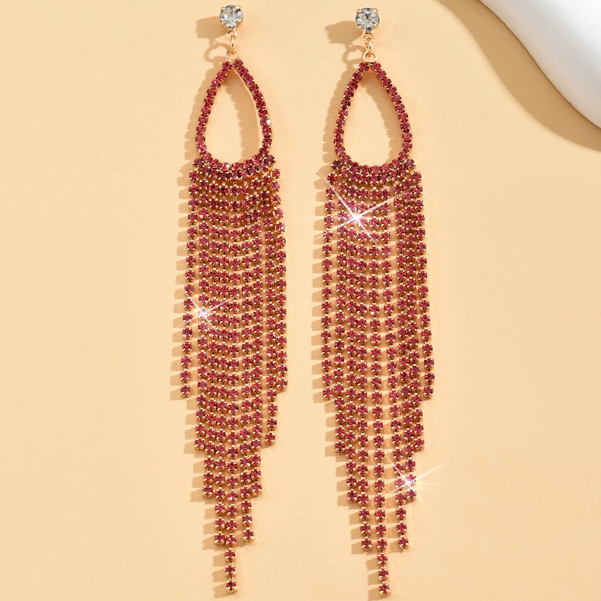2pcs of women's jewelry rhinestone tassel earrings  luxurious fashion accessories for wedding parties