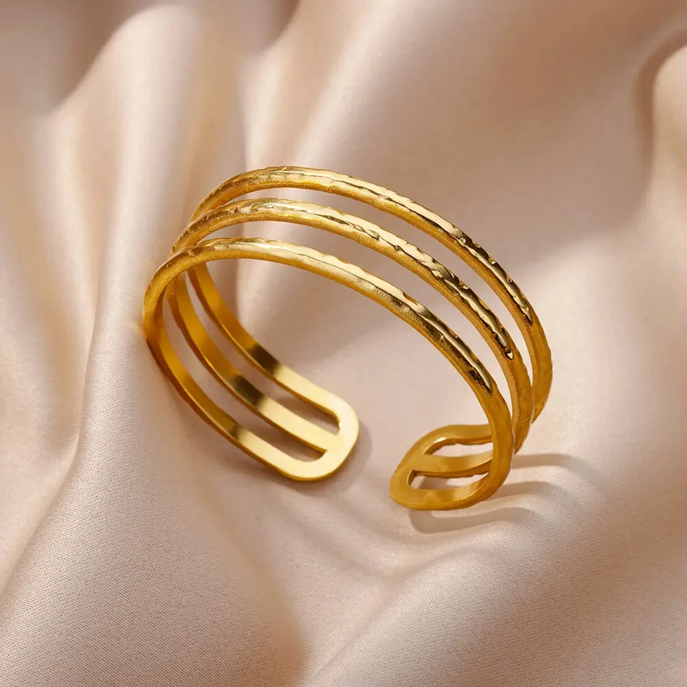 Alternative view of Stainless Steel Bangles Bracelet for Women Gold Plated Luxury Multi-layer Bracelets 2023 Free Shipping Jewelry pulseras mujer
