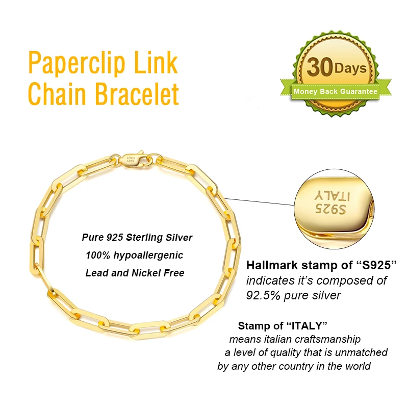 ORSA JEWELS 14K Gold Plated Genuine 925 Sterling Silver Paperclip Neck Chain 6/9.3/12mm Link Necklace for Women Men Jewelry SC39 ORSA JEWELS 14K Gold Plated Genuine 925 Sterling Silver Paperclip Neck Chain 6/9.3/12mm Link Necklace for Women Men Jewelry SC39
