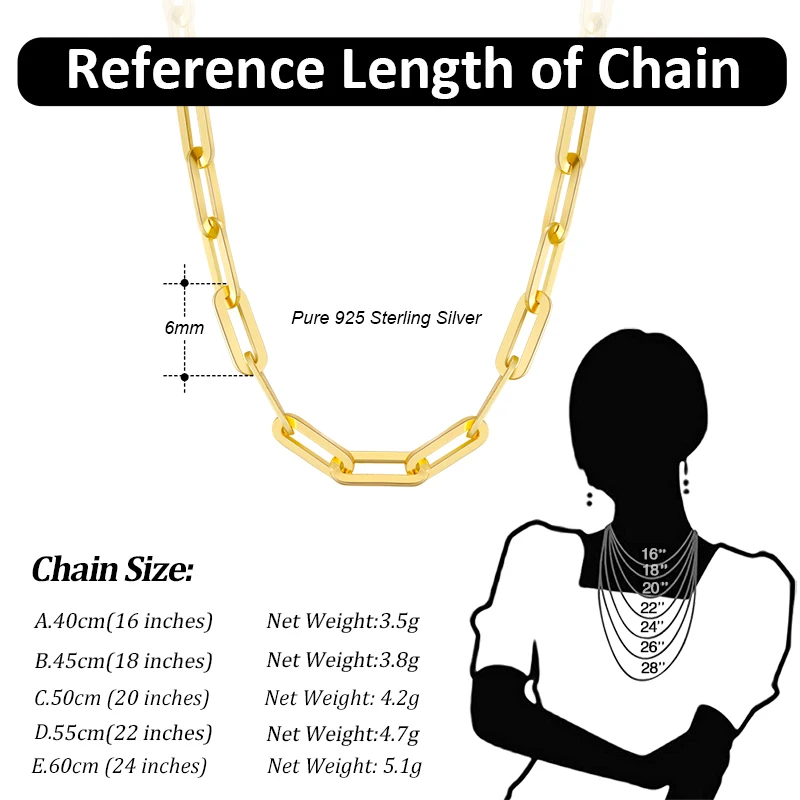 ORSA JEWELS 14K Gold Plated Genuine 925 Sterling Silver Paperclip Neck Chain 6/9.3/12mm Link Necklace for Women Men Jewelry SC39 ORSA JEWELS 14K Gold Plated Genuine 925 Sterling Silver Paperclip Neck Chain 6/9.3/12mm Link Necklace for Women Men Jewelry SC39
