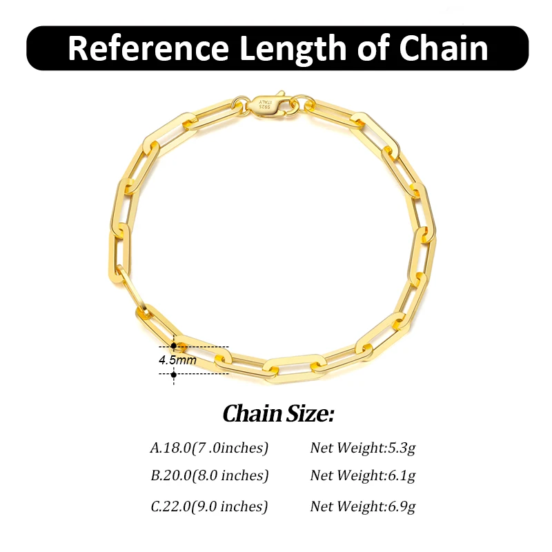 ORSA JEWELS 14K Gold Plated Genuine 925 Sterling Silver Paperclip Neck Chain 6/9.3/12mm Link Necklace for Women Men Jewelry SC39 ORSA JEWELS 14K Gold Plated Genuine 925 Sterling Silver Paperclip Neck Chain 6/9.3/12mm Link Necklace for Women Men Jewelry SC39