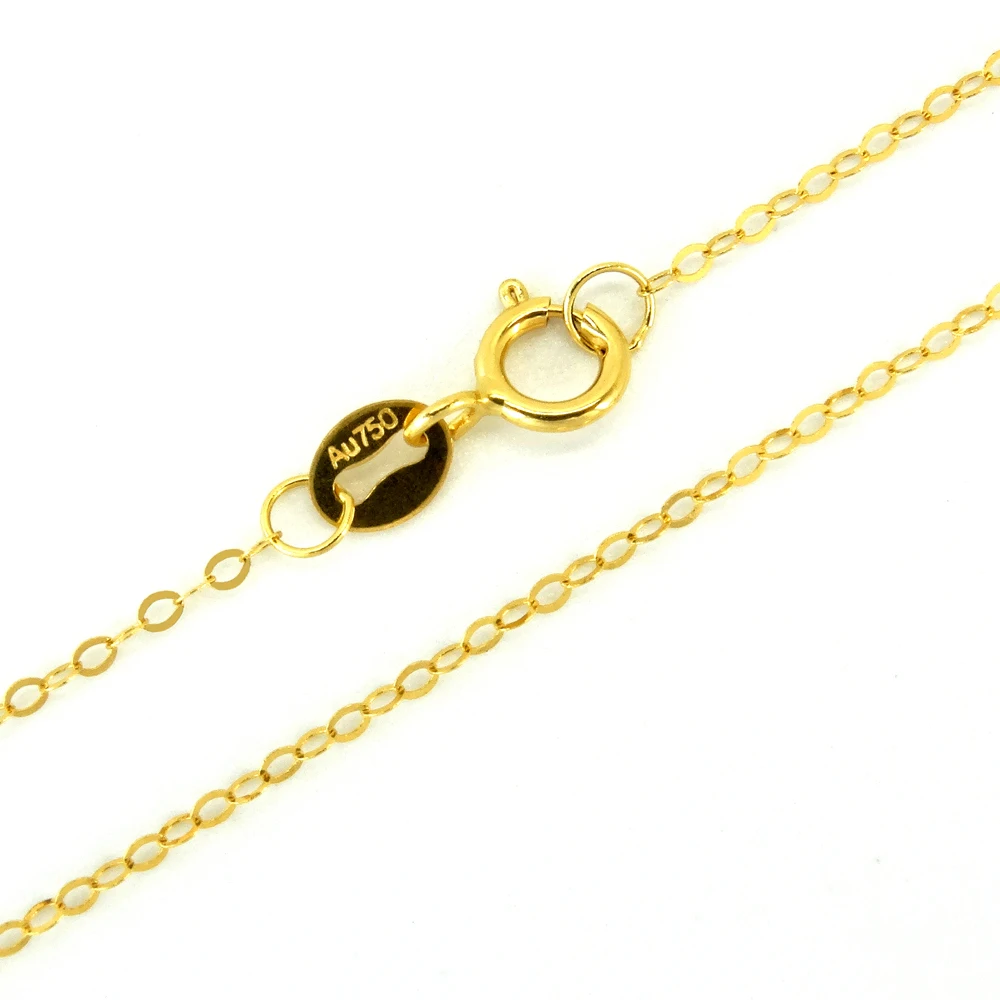 Fine Jewelry Genuine 18K Yellow Gold Necklace for Wedding Engagement Rolo Chain Stamped Au750 10" - 36" Inches (25cm - 90cm)