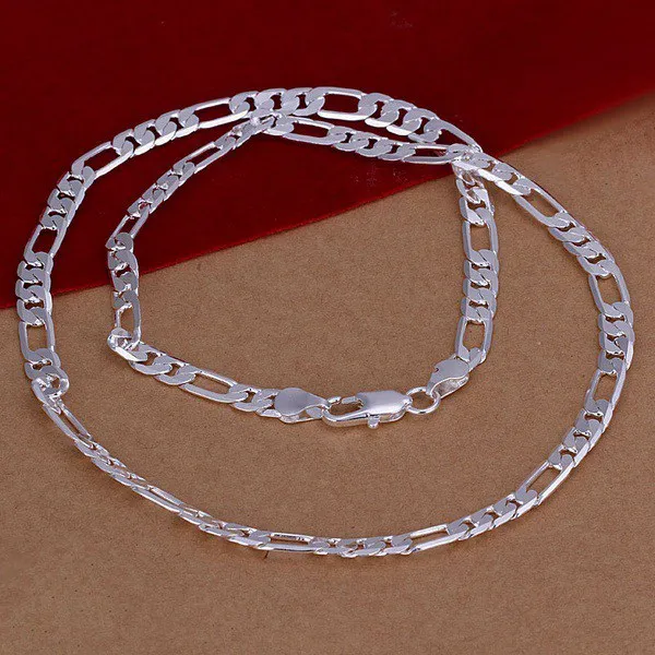 Wholesale High Quality Mens 6mm Flat Chain Silver Color Necklace Fashion Jewelry Women Men Solid Wedding Gift Wholesale High Quality Mens 6mm Flat Chain Silver Color Necklace Fashion Jewelry Women Men Solid Wedding Gift