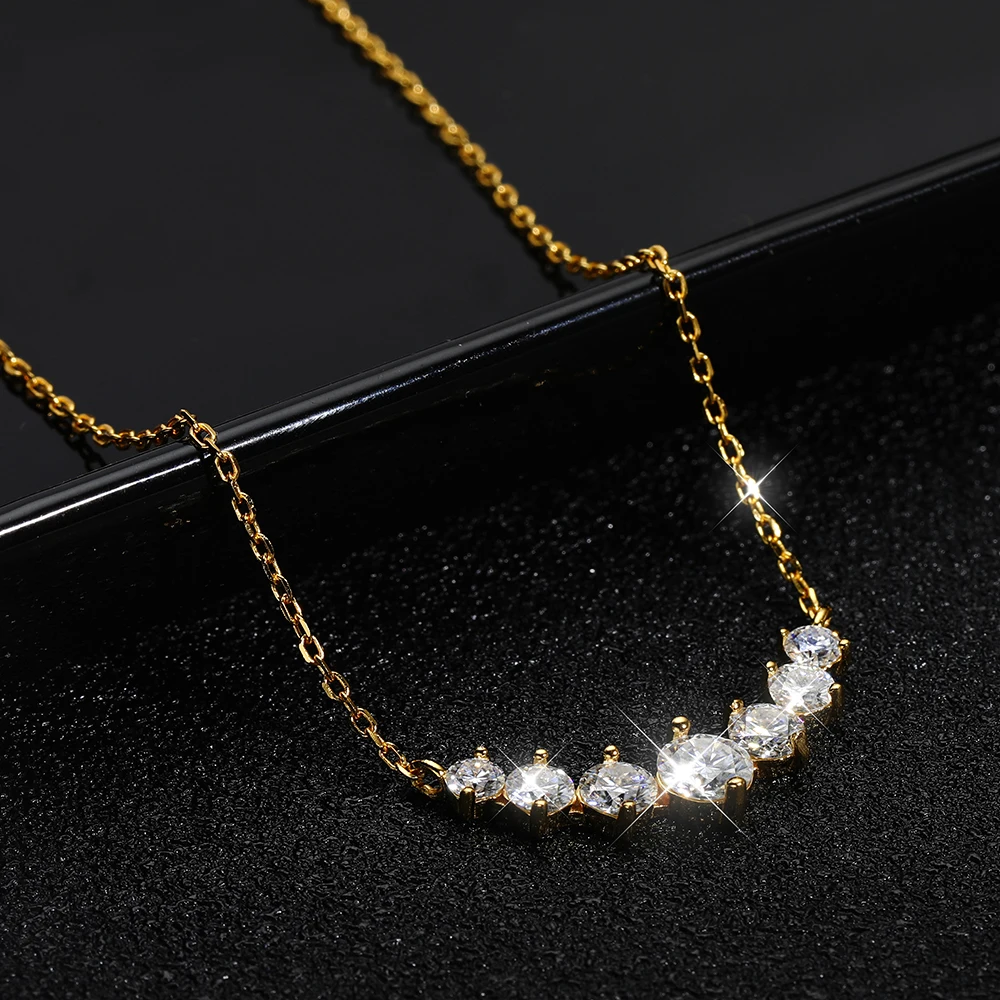 Alternative view of KNOBSPIN D VVS1 Moissanite Pendant Necklaces for Women Trendy Party Jewelry GRA Certified 925 Sliver Plated Yellow Gold Necklace