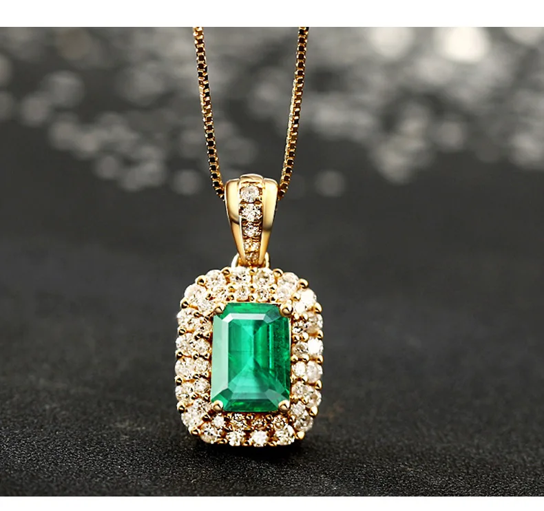 18k Yellow Gold Wedding Pendants Necklace for Women Natural Emerald Bohemia Valentine's Day Luxury Jewelrys Gifts for Friendship