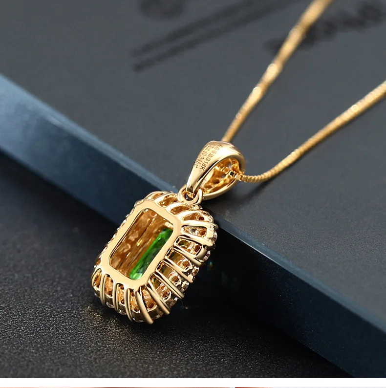 18k Yellow Gold Wedding Pendants Necklace for Women Natural Emerald Bohemia Valentine's Day Luxury Jewelrys Gifts for Friendship
