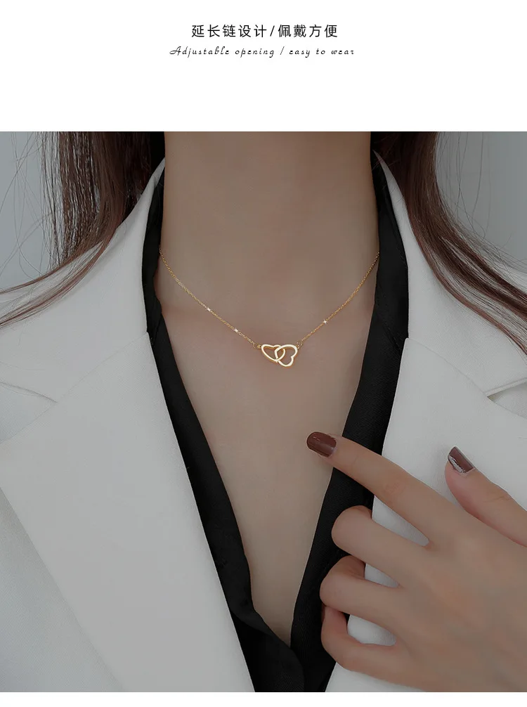 Luxury 18k Gold Heart Necklace Pendant for Women Christmas Fine Jewelry Bijoux Femme Bizuteria Pendants Fox Charm Cute/Romantic