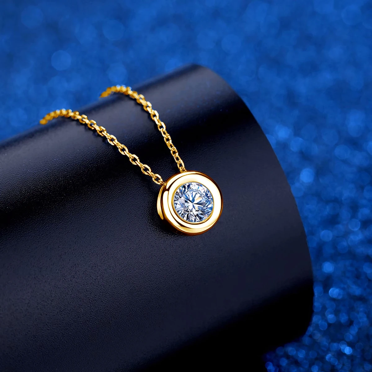 Alternative view of AU750 Real 18K Gold Moissanite Diamond Necklace Fine Jewelry For Woman Wedding Proposal Gift Present