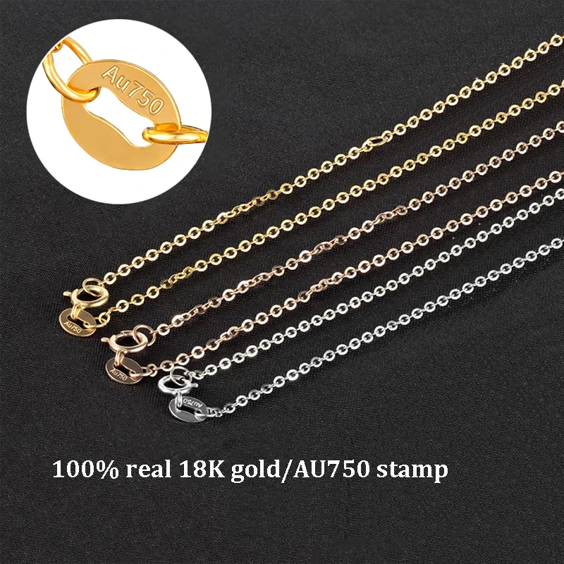 Alternative view of YUNLI Genuine 18K Gold Chain Necklace Classic Simple O Chain Design Pure Gold AU750 for Women Fine Jewelry Gift