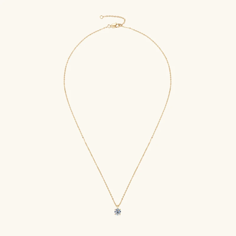 6.5mm 1.0 carat D Moissanite Solitaire Drop Necklaces 18k Gold Plated Pendant Original Real 925 Silver Chain Jewelry for Women 6.5mm 1.0 carat D Moissanite Solitaire Drop Necklaces 18k Gold Plated Pendant Original Real 925 Silver Chain Jewelry for Women
